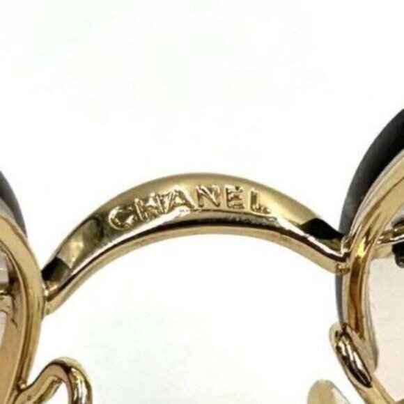 ✨ RARE Chanel Vintage Sunglasses Rhinestone CC Logo Rimless Gradient Gold Y2K - Picture 7 of 10